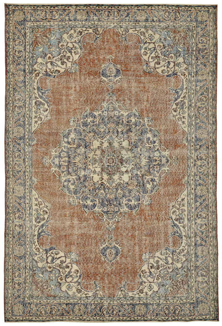7x10 Hand-Knotted Turkish Vintage Rug - 49661
