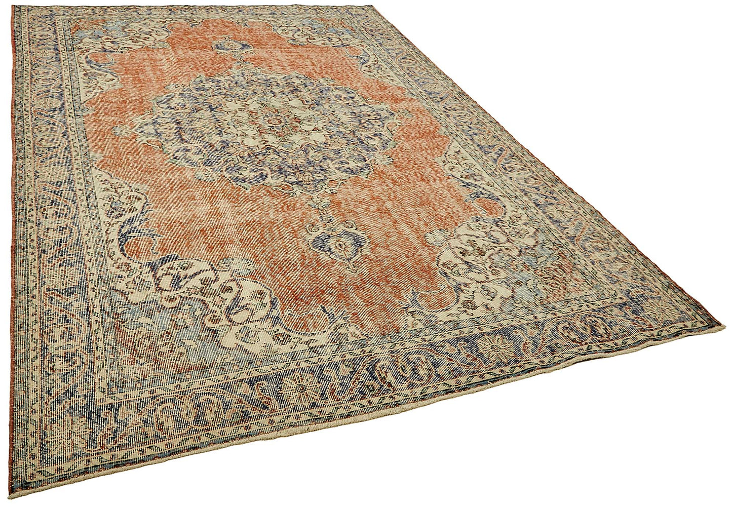 7x10 Hand-Knotted Turkish Vintage Rug - 49661