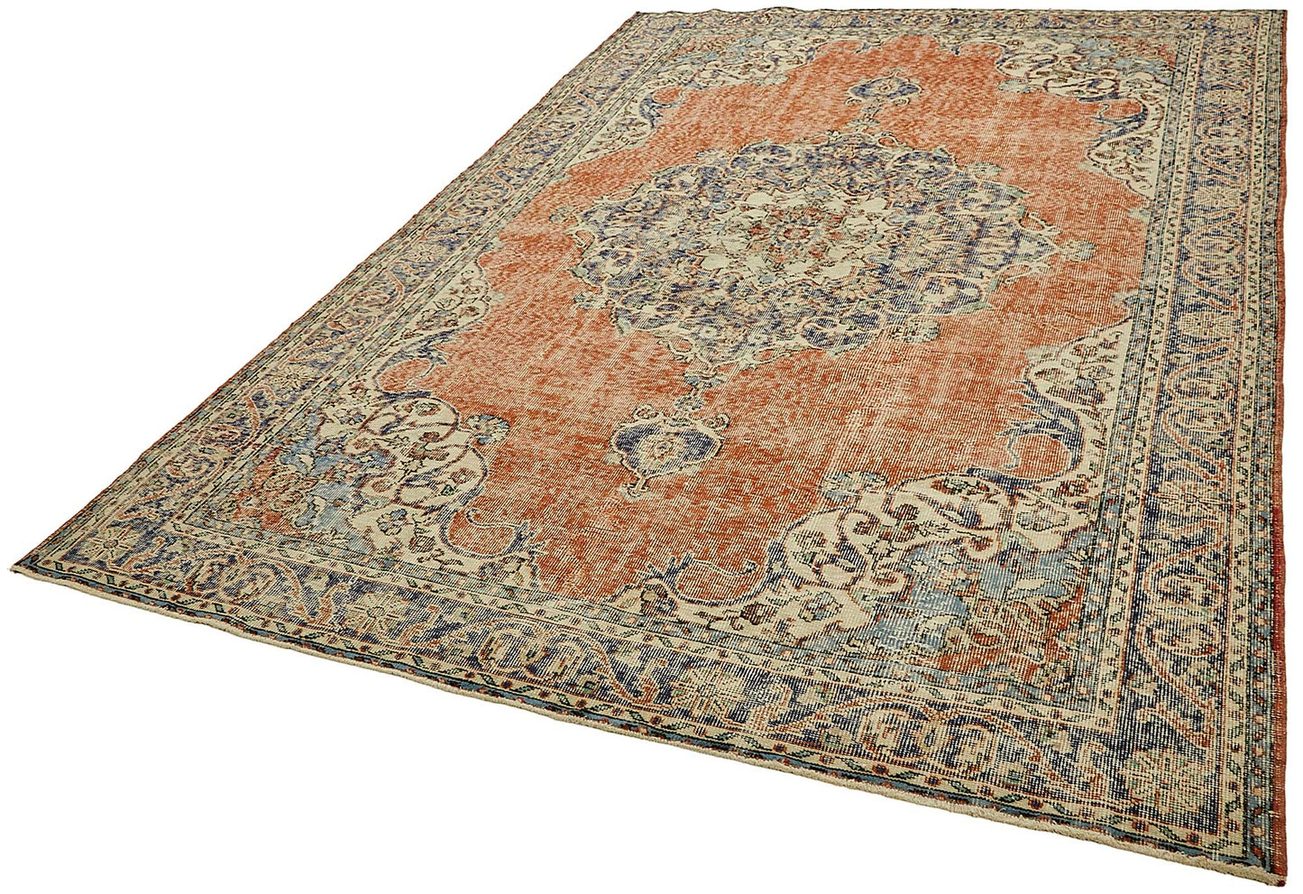 7x10 Hand-Knotted Turkish Vintage Rug - 49661