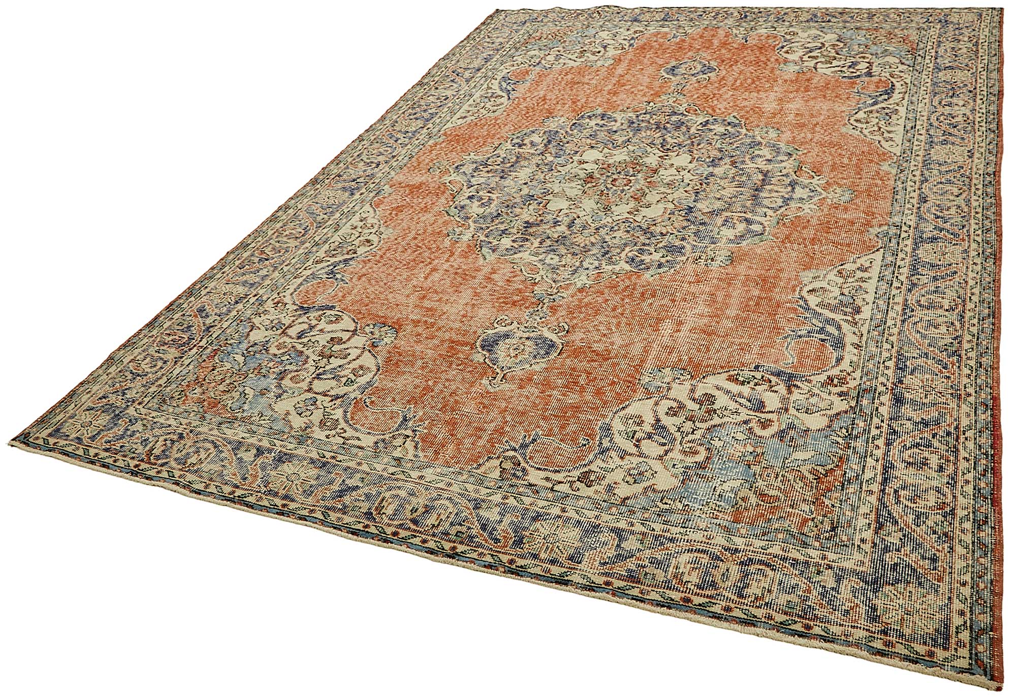 7x10 Hand-Knotted Turkish Vintage Rug - 49661