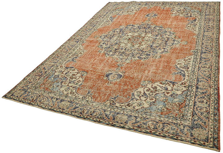 7x10 Hand-Knotted Turkish Vintage Rug - 49661