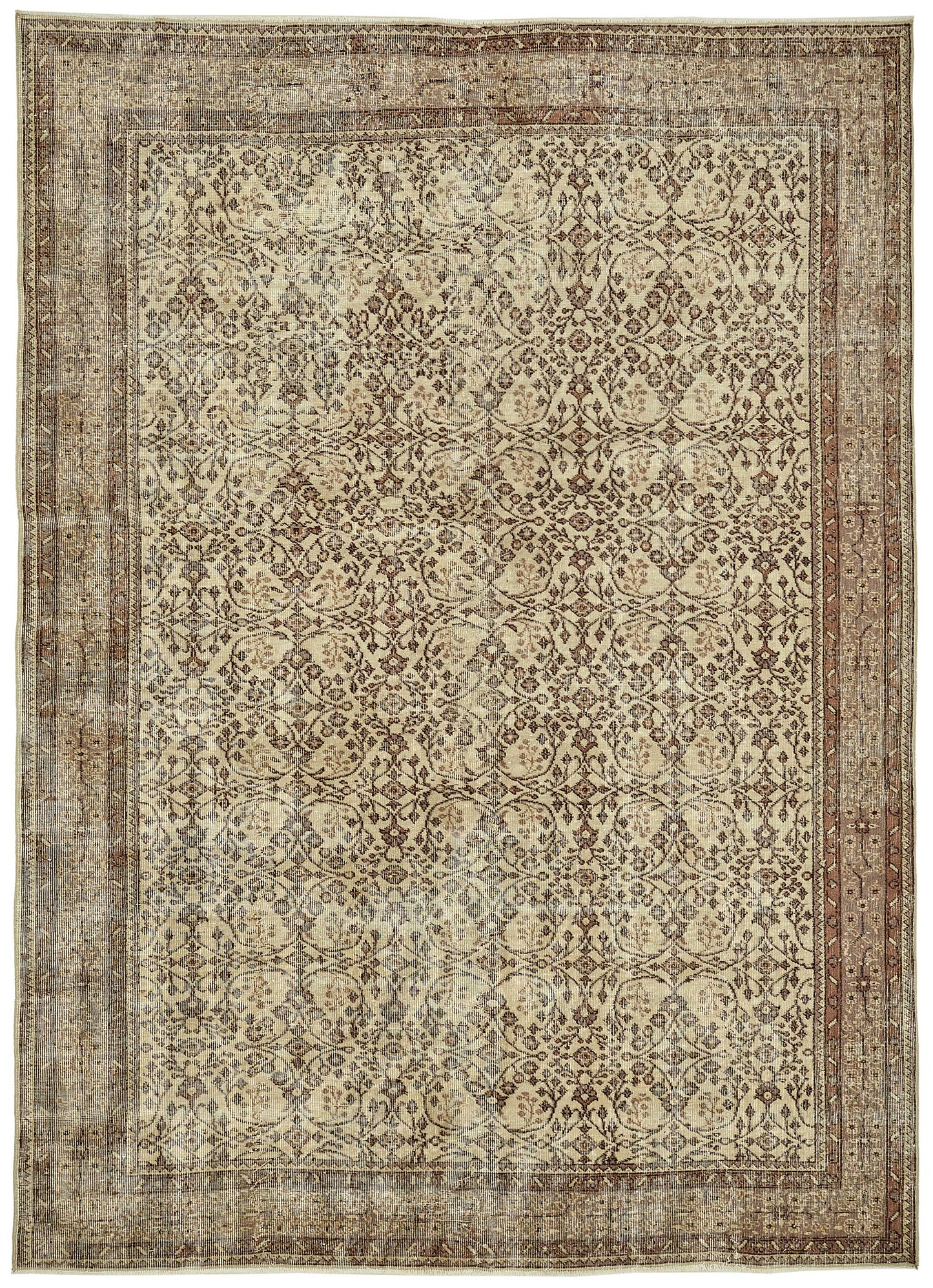 7x10 Hand-Knotted Turkish Vintage Rug - 49662