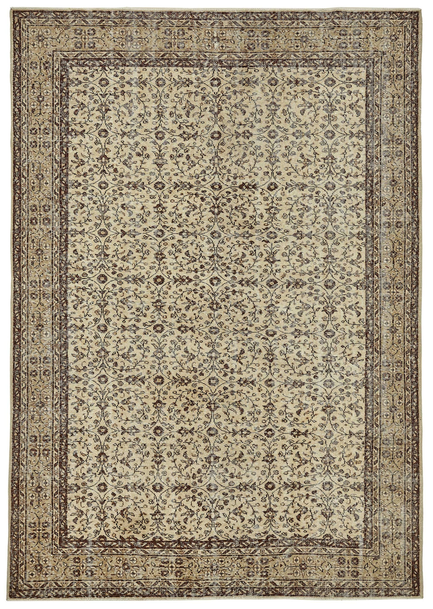 7x10 Hand-Knotted Turkish Vintage Rug - 49663