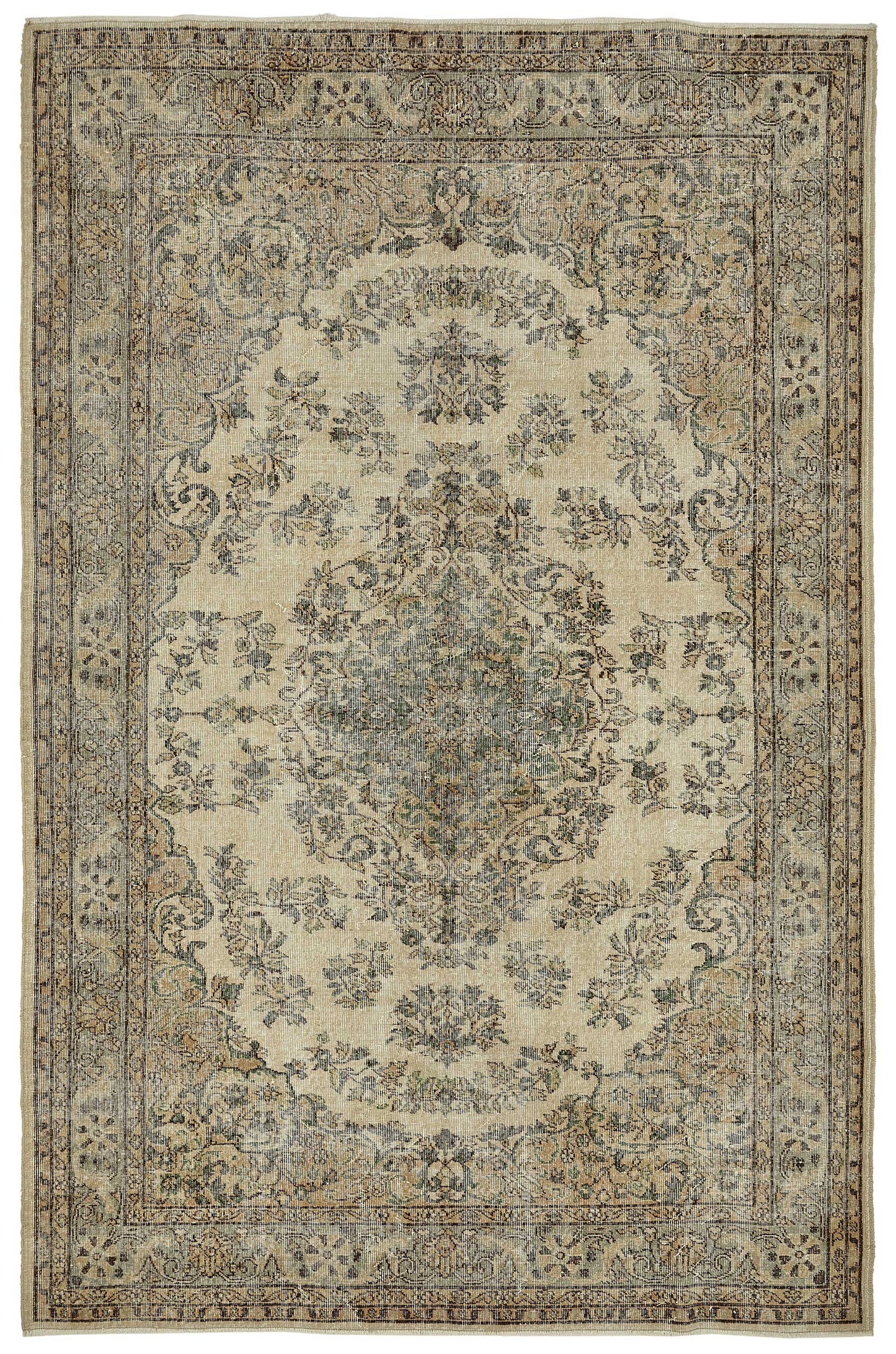7x10 Hand-Knotted Turkish Vintage Rug - 49669
