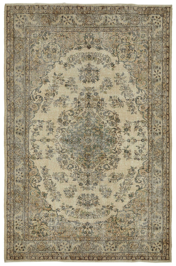 7x10 Hand-Knotted Turkish Vintage Rug - 49669