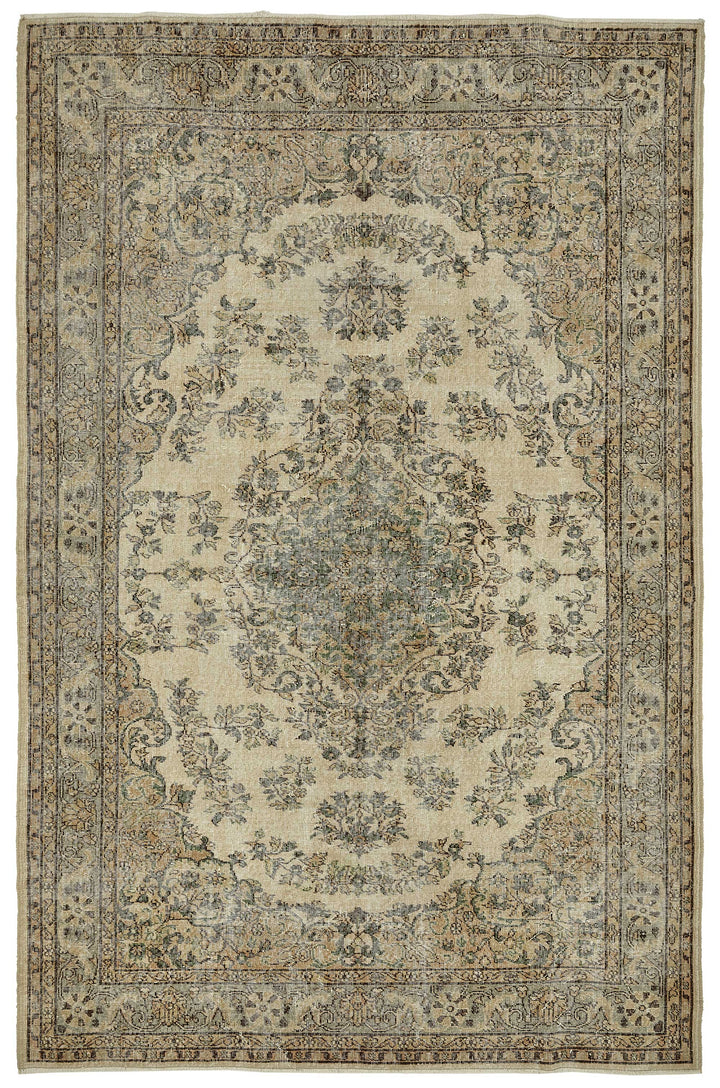 7x10 Hand-Knotted Turkish Vintage Rug - 49669