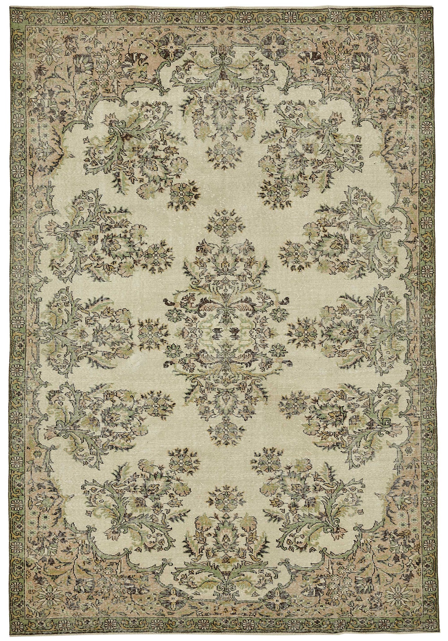 7x10 Hand-Knotted Turkish Vintage Rug - 49673