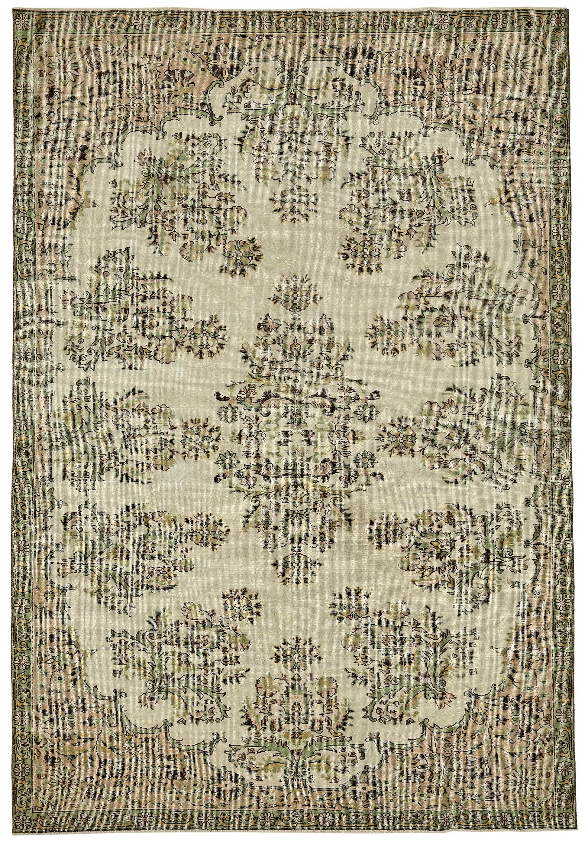 7x10 Hand-Knotted Turkish Vintage Rug - 49673