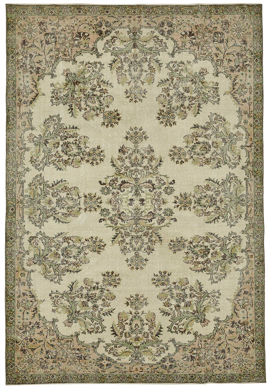 7x10 Hand-Knotted Turkish Vintage Rug - 49673