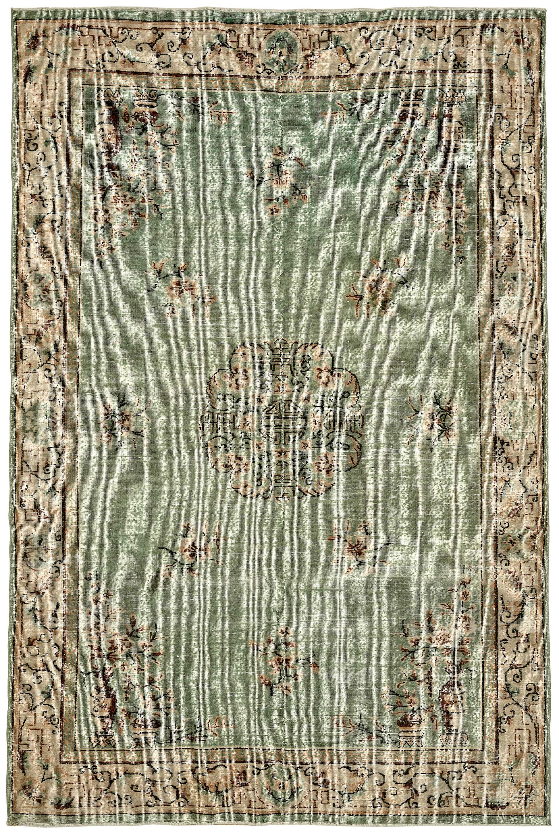7x10 Hand-Knotted Turkish Vintage Rug - 49675