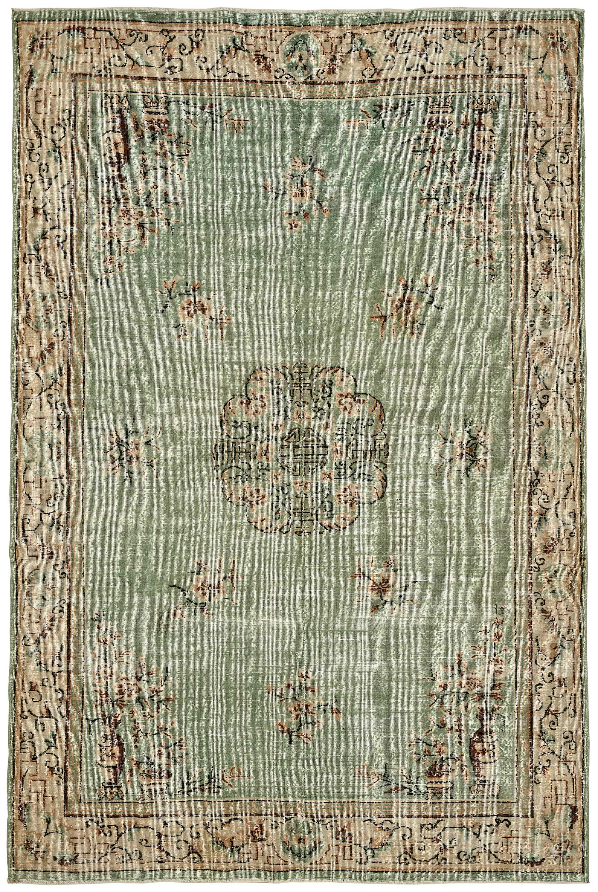 7x10 Hand-Knotted Turkish Vintage Rug - 49675