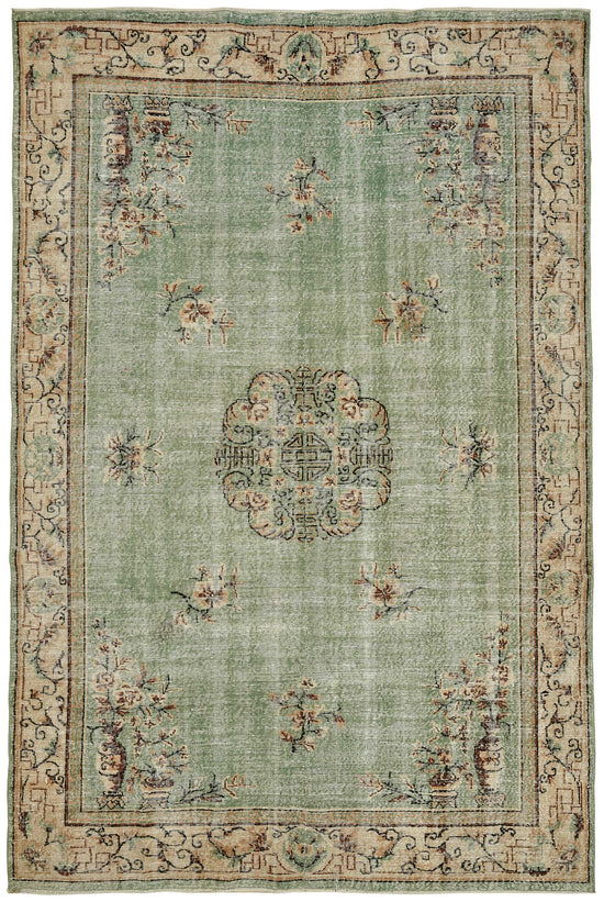 7x10 Hand-Knotted Turkish Vintage Rug - 49675