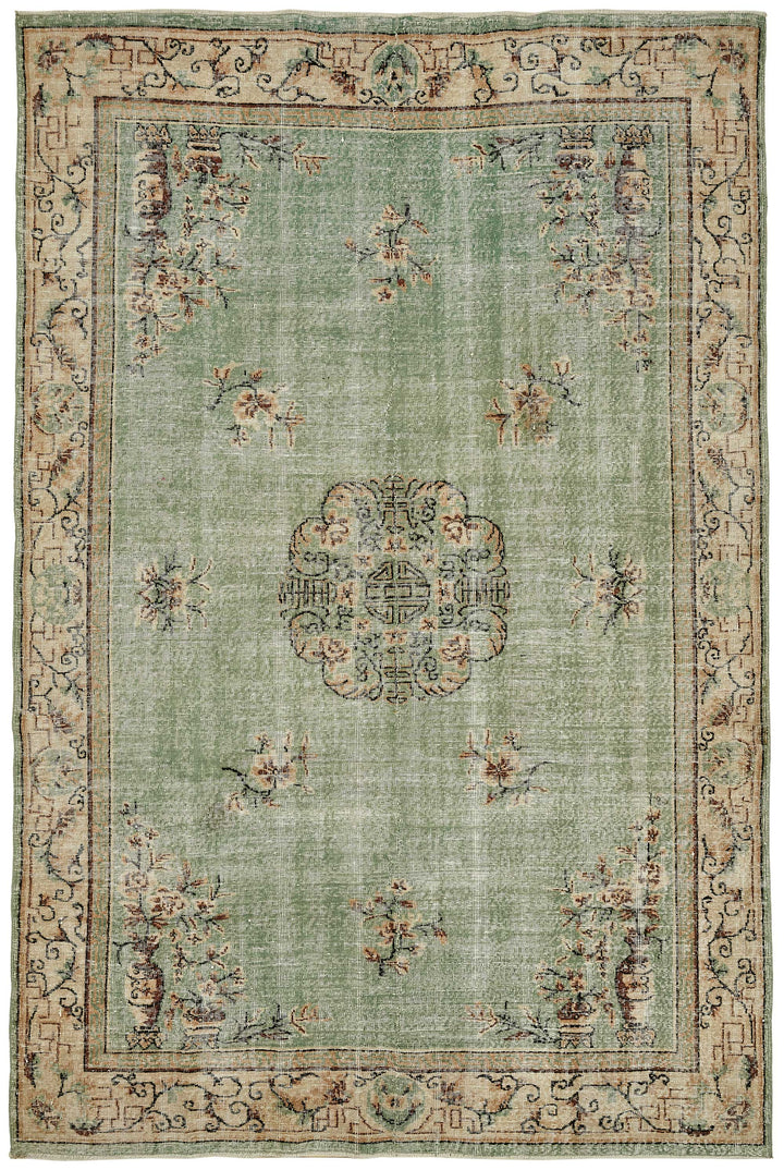 7x10 Hand-Knotted Turkish Vintage Rug - 49675