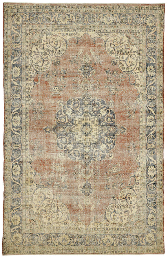 7x11 Hand-Knotted Turkish Vintage Rug - 49679