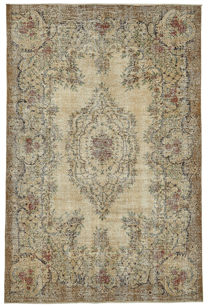 7x10 Hand-Knotted Turkish Vintage Rug - 49725
