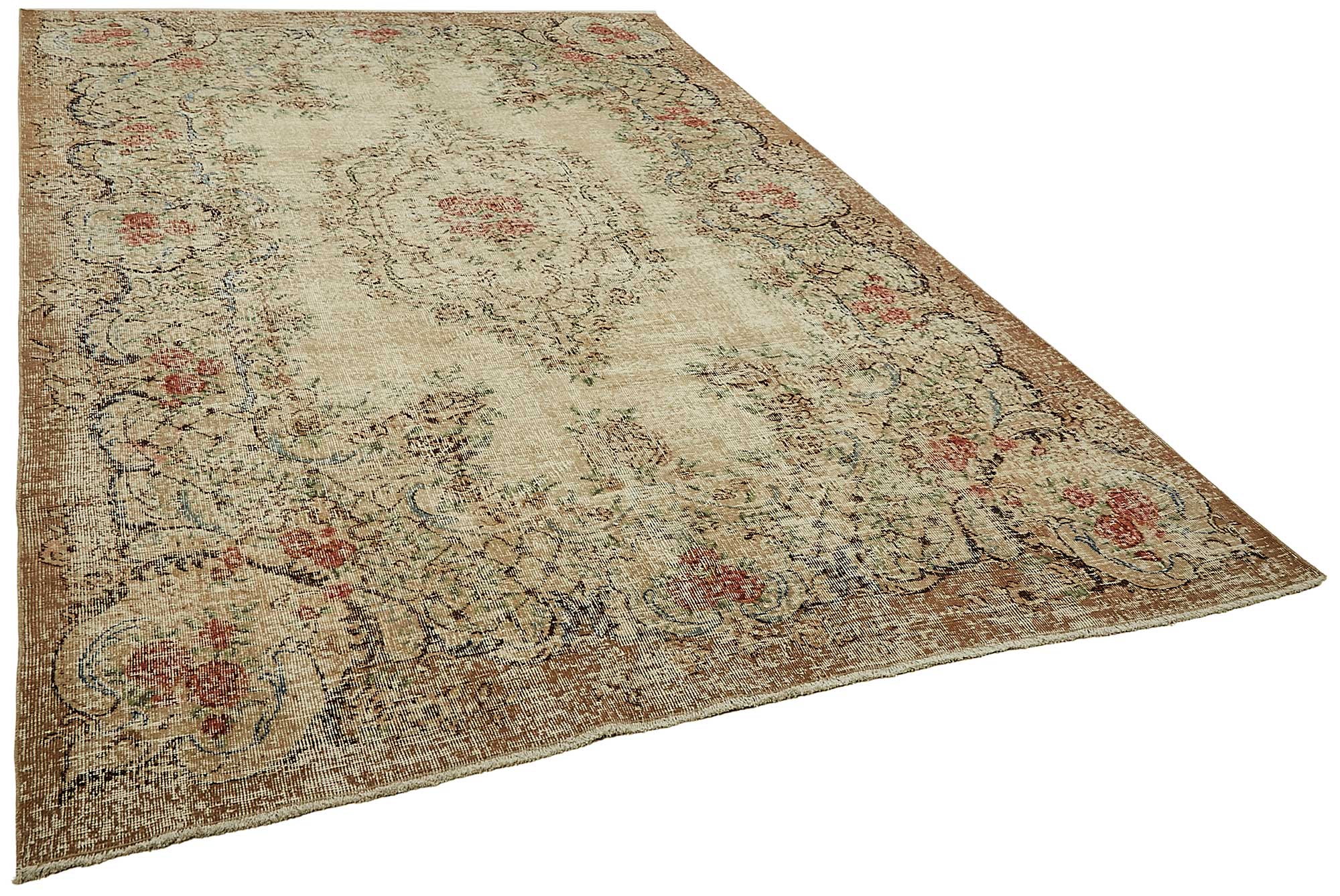 7x10 Hand-Knotted Turkish Vintage Rug - 49725
