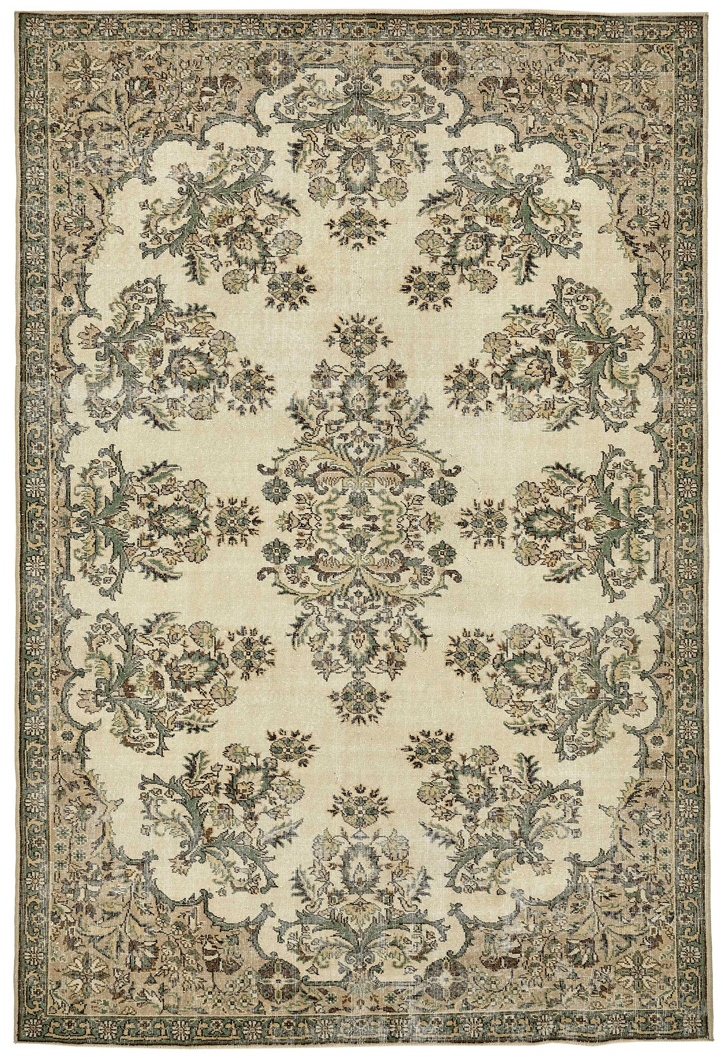 7x11 Hand-Knotted Turkish Vintage Rug - 49727