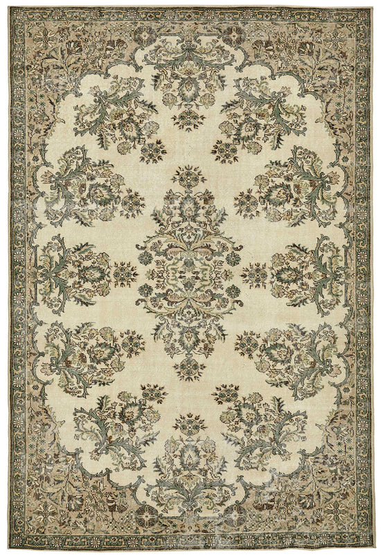 7x11 Hand-Knotted Turkish Vintage Rug - 49727