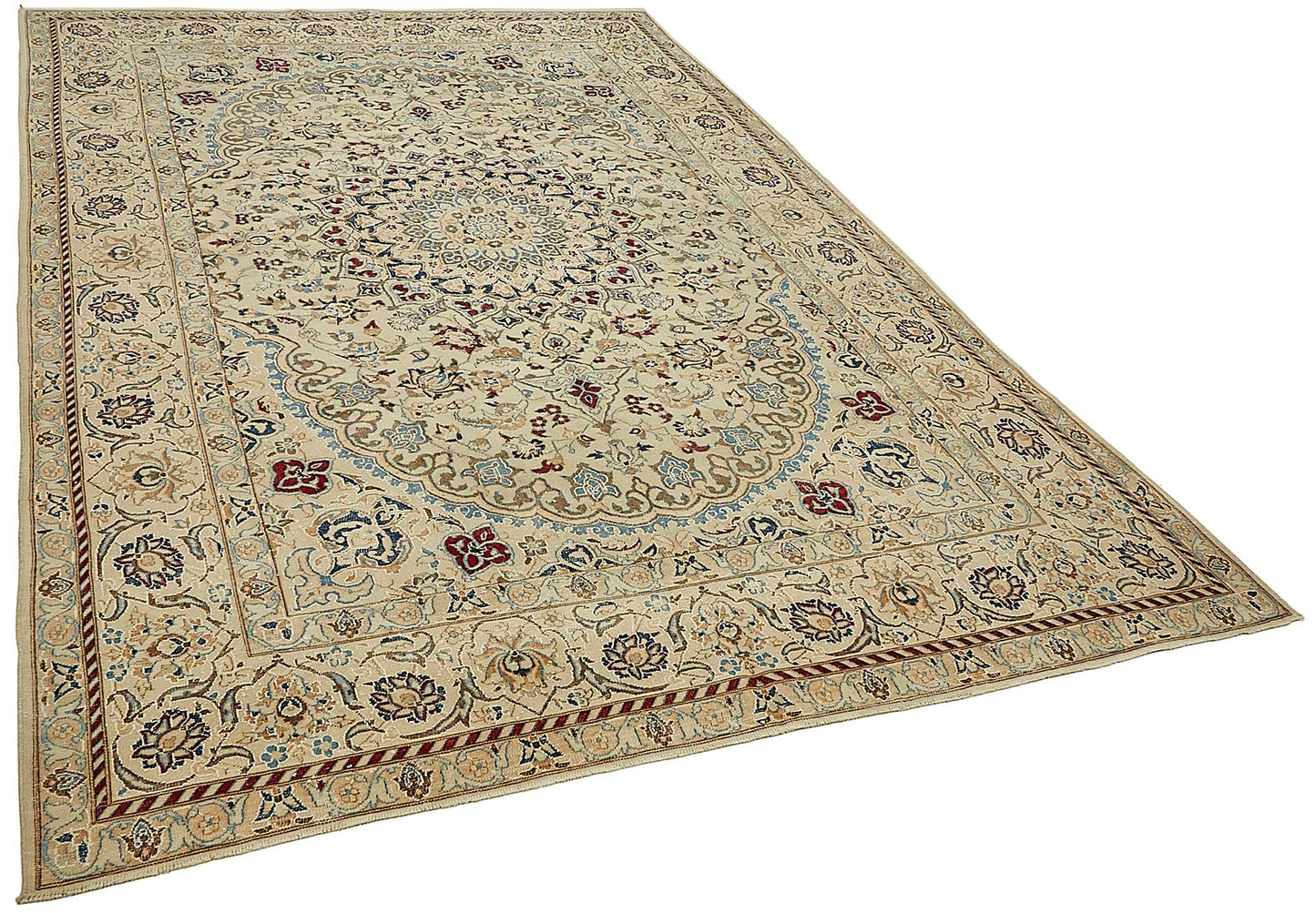 7x10 Beige Vintage Large Area Rug - 49731