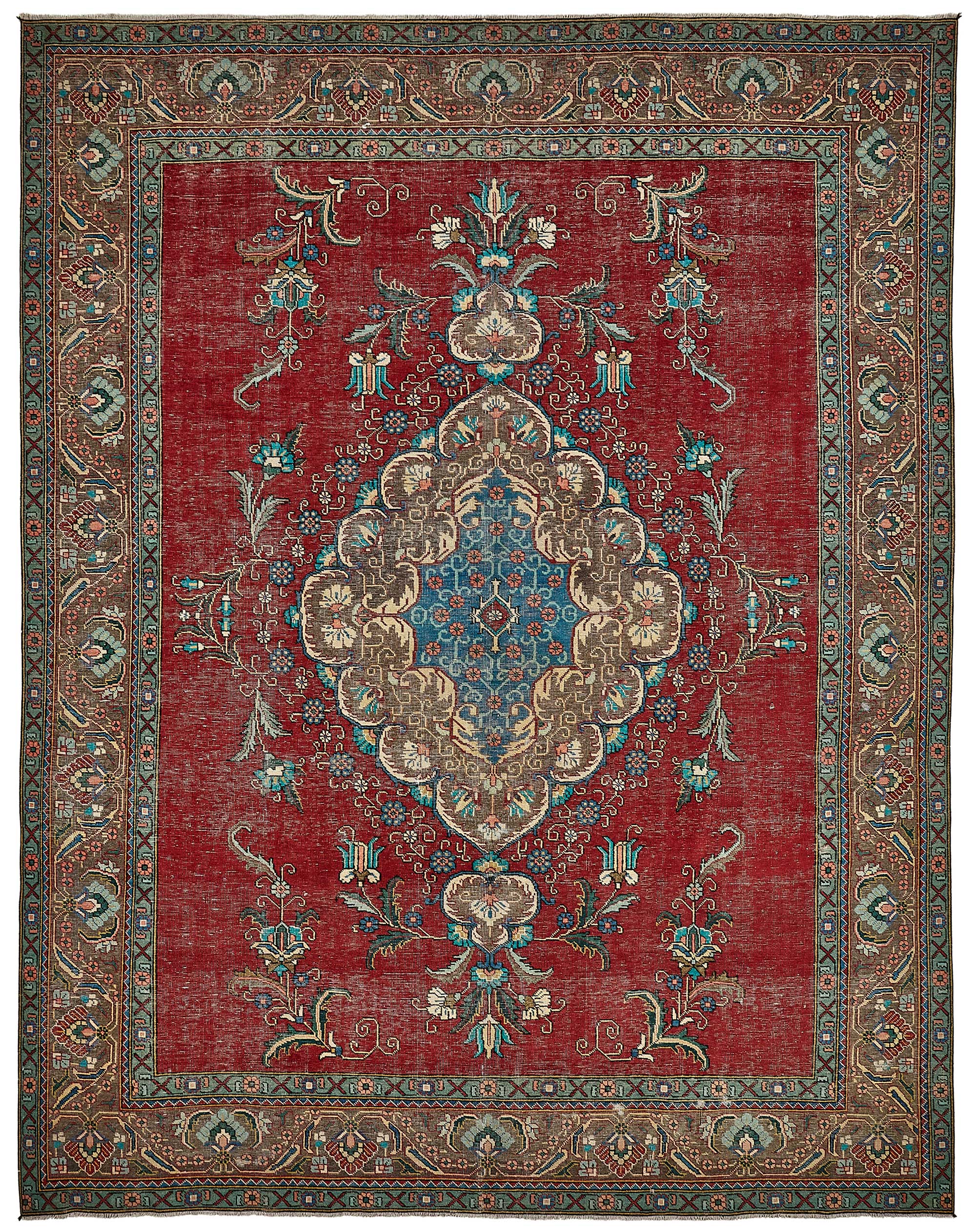 10x13 Red Vintage Large Area Rug - 49746