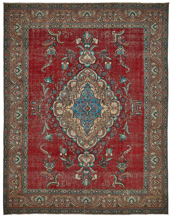 10x13 Red Vintage Large Area Rug - 49746