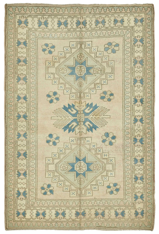6x9 Beige Handmade Oriental Rug - 49772
