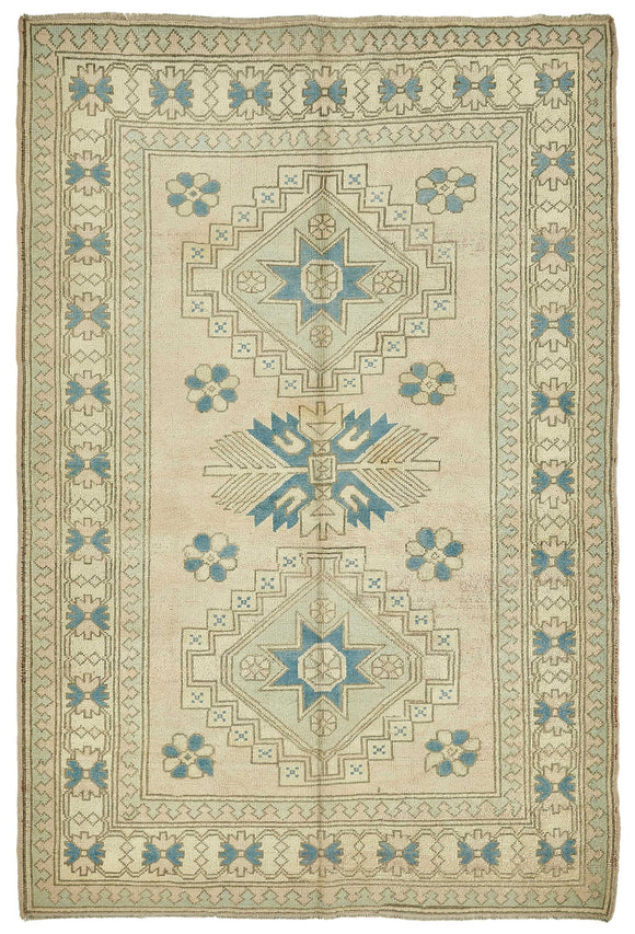 6x9 Beige Handmade Oriental Rug - 49772