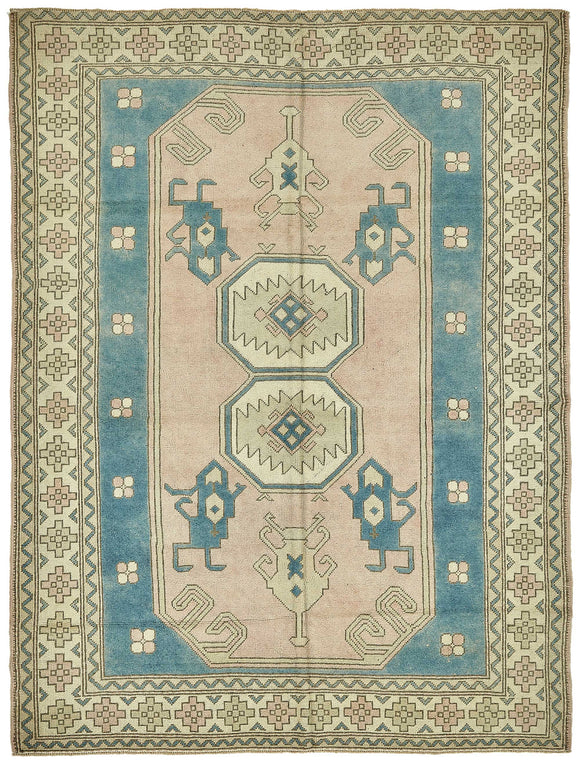 6x8 Beige Handmade Oriental Rug - 49774