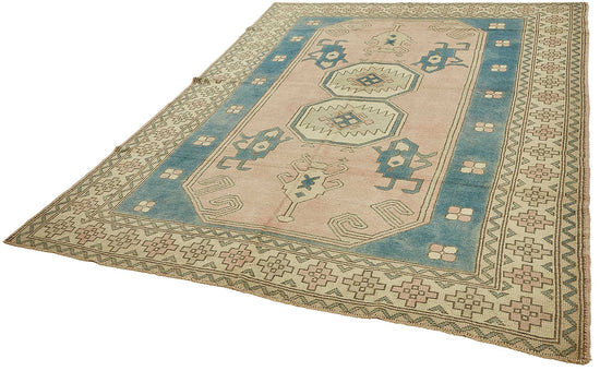 6x8 Beige Handmade Oriental Rug - 49774
