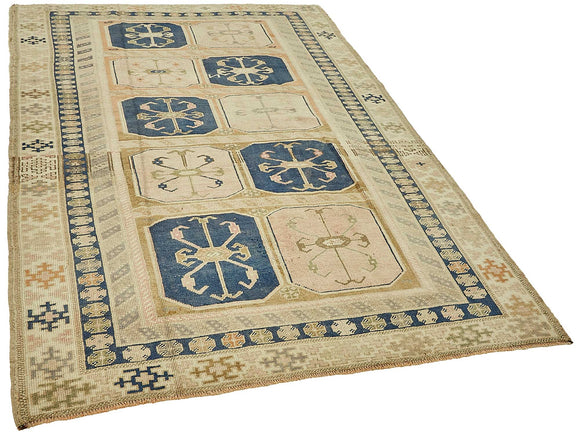 5x8 Beige Handmade Oriental Rug - 49782
