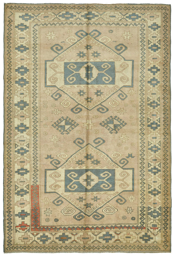 6x8 Beige Handmade Oriental Rug - 49785