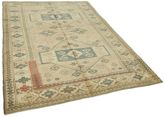 6x8 Beige Handmade Oriental Rug - 49785