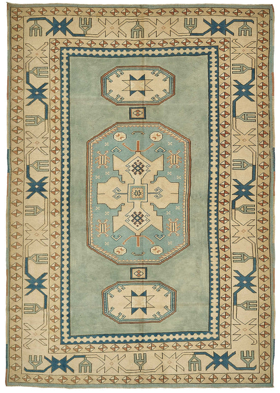 7x10 Beige Handmade Oriental Rug - 49792