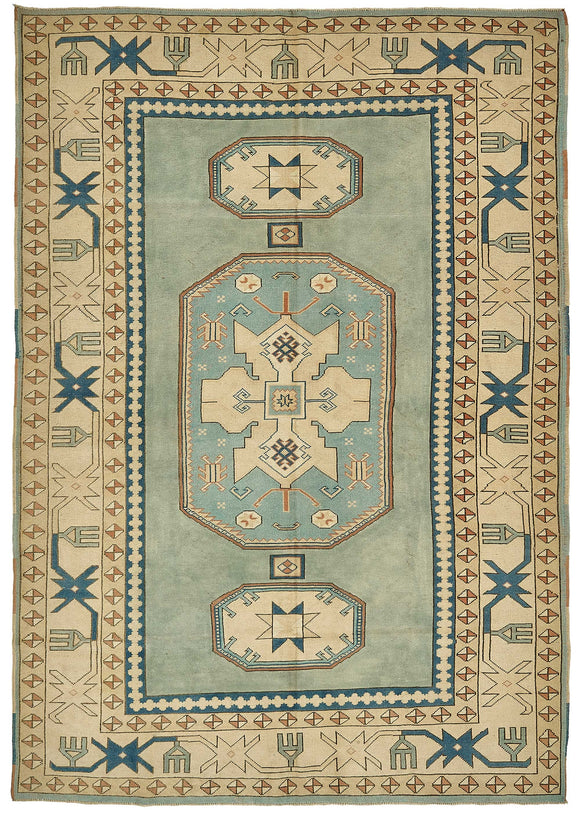 7x10 Beige Handmade Oriental Rug - 49792