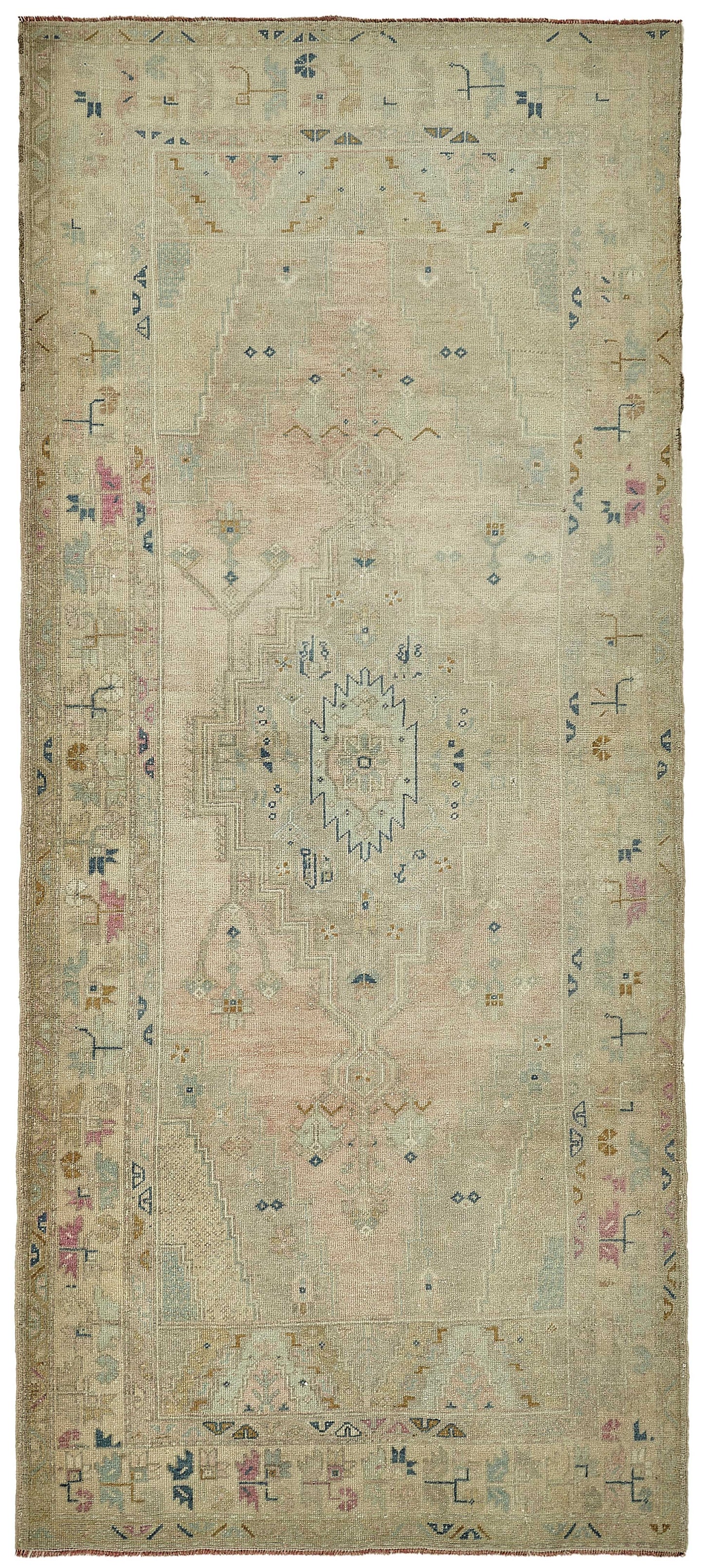 4x9 Beige Handmade Oriental Rug - 49822
