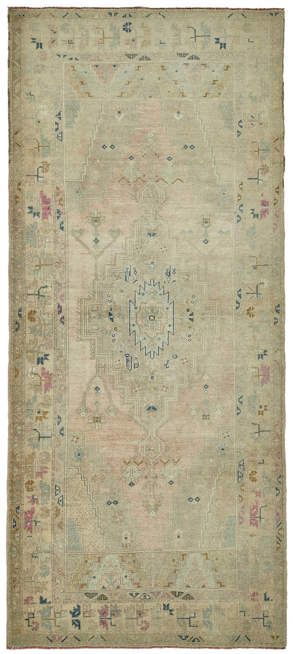4x9 Beige Handmade Oriental Rug - 49822