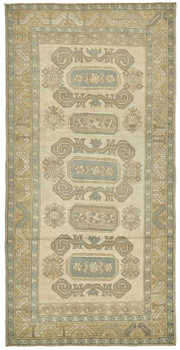 4x9 Beige Handmade Oriental Rug - 49847