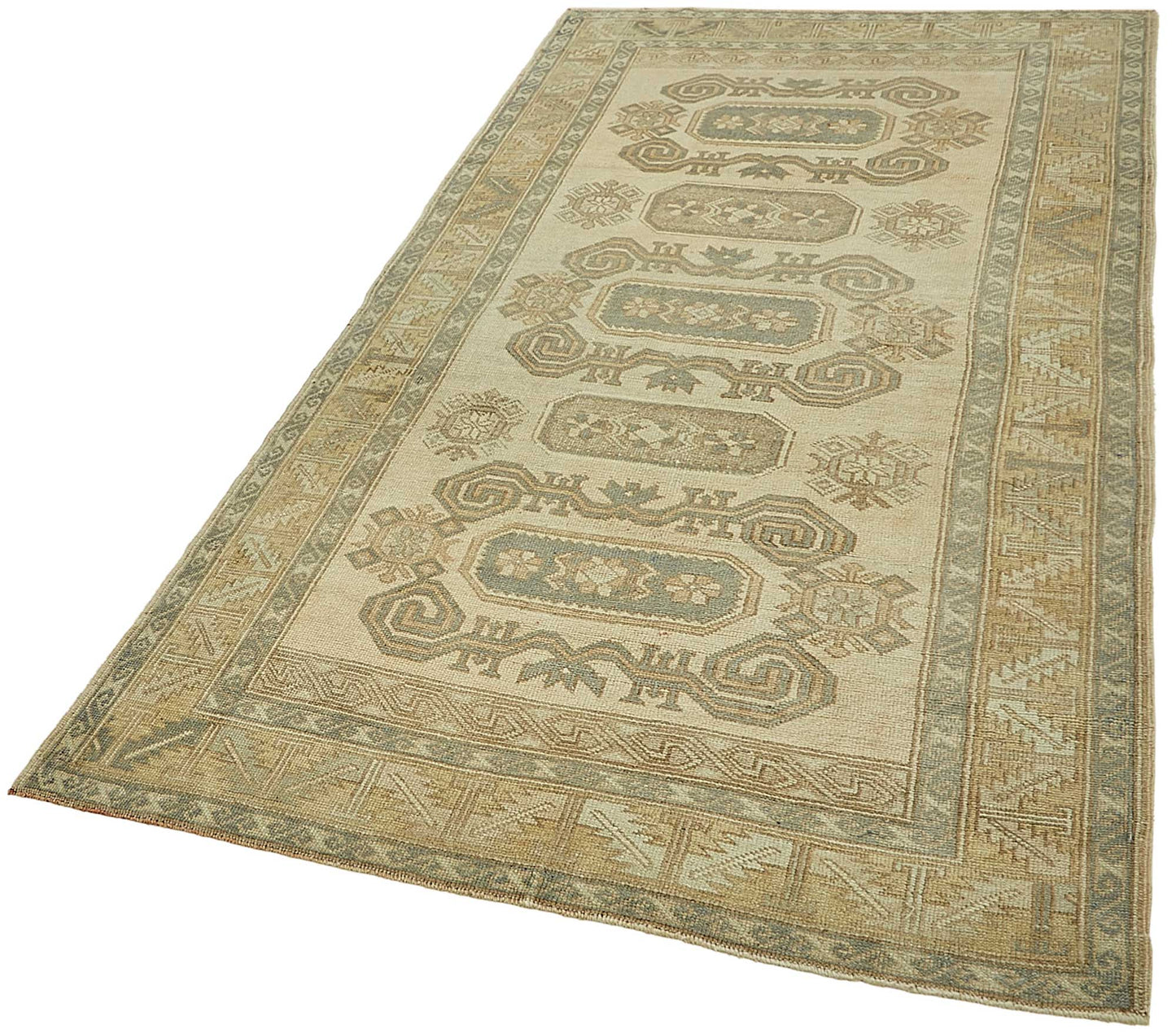 4x9 Beige Handmade Oriental Rug - 49847