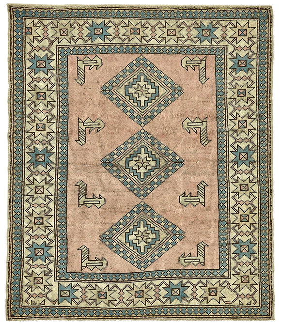 5x5 Beige Small Oriental Rug - 49863