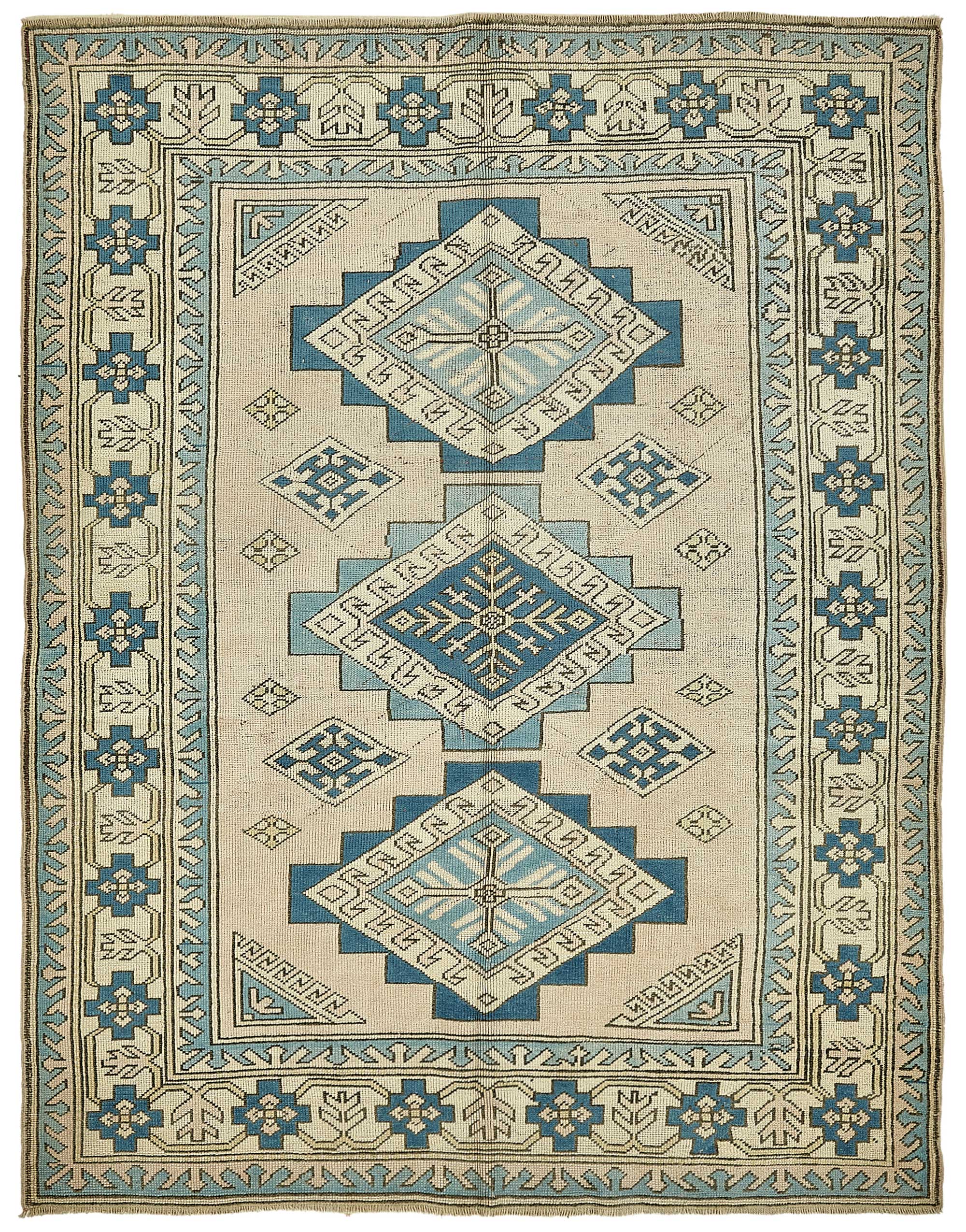 6x7 Beige Handmade Oriental Rug - 49916