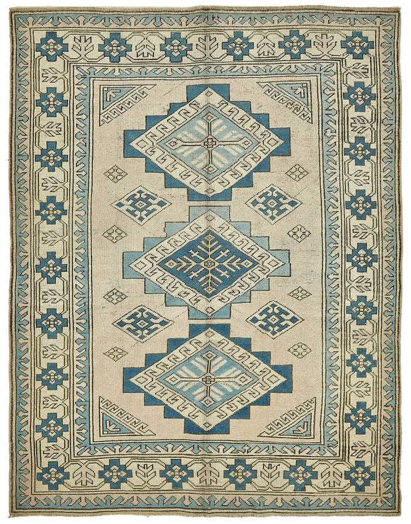 6x7 Beige Handmade Oriental Rug - 49916