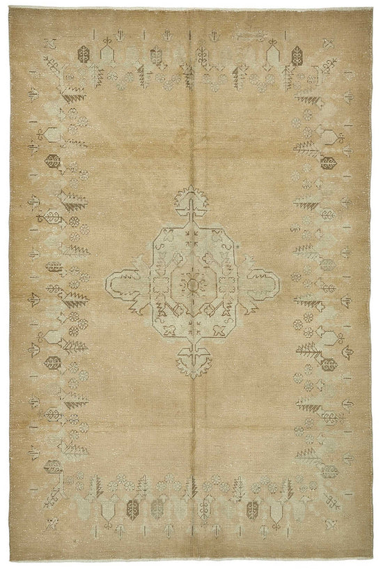 7x10 Beige Handmade Oriental Rug - 49992