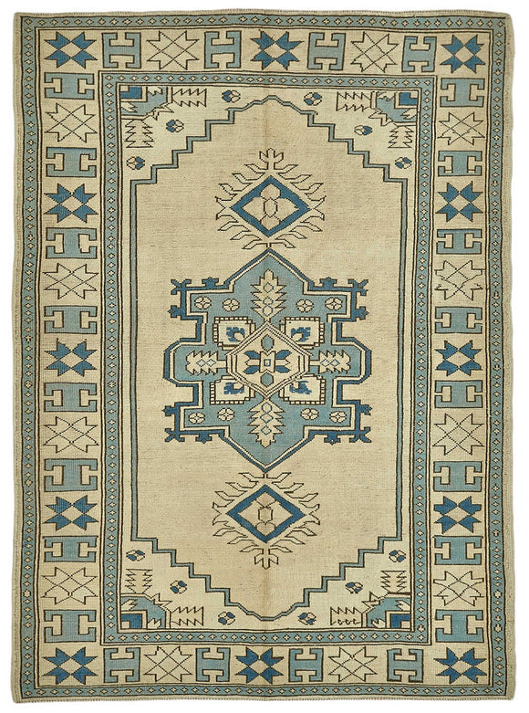 6x8 Beige Handmade Oriental Rug - 50010