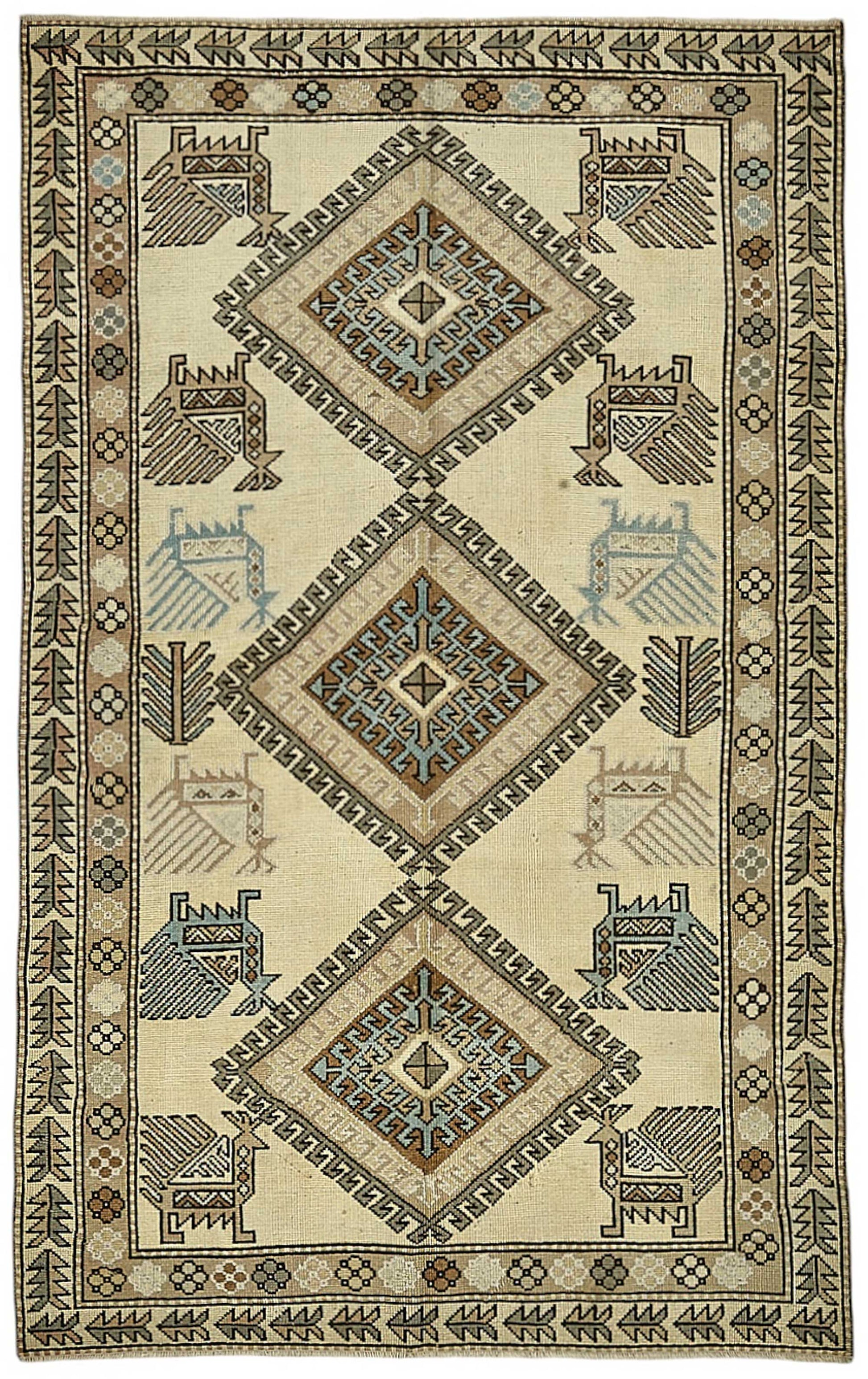 5x8 Beige Handmade Oriental Rug - 50012