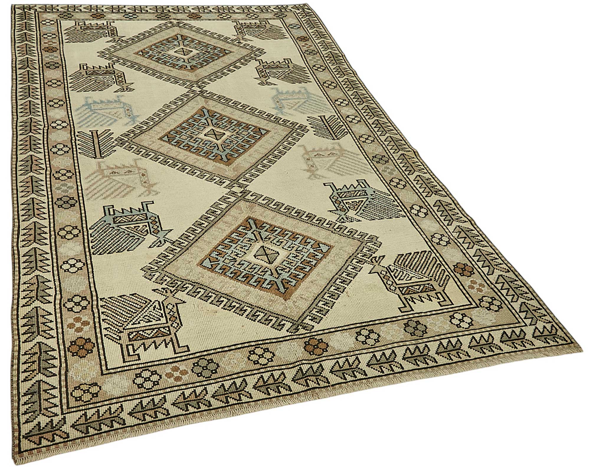 5x8 Beige Handmade Oriental Rug - 50012
