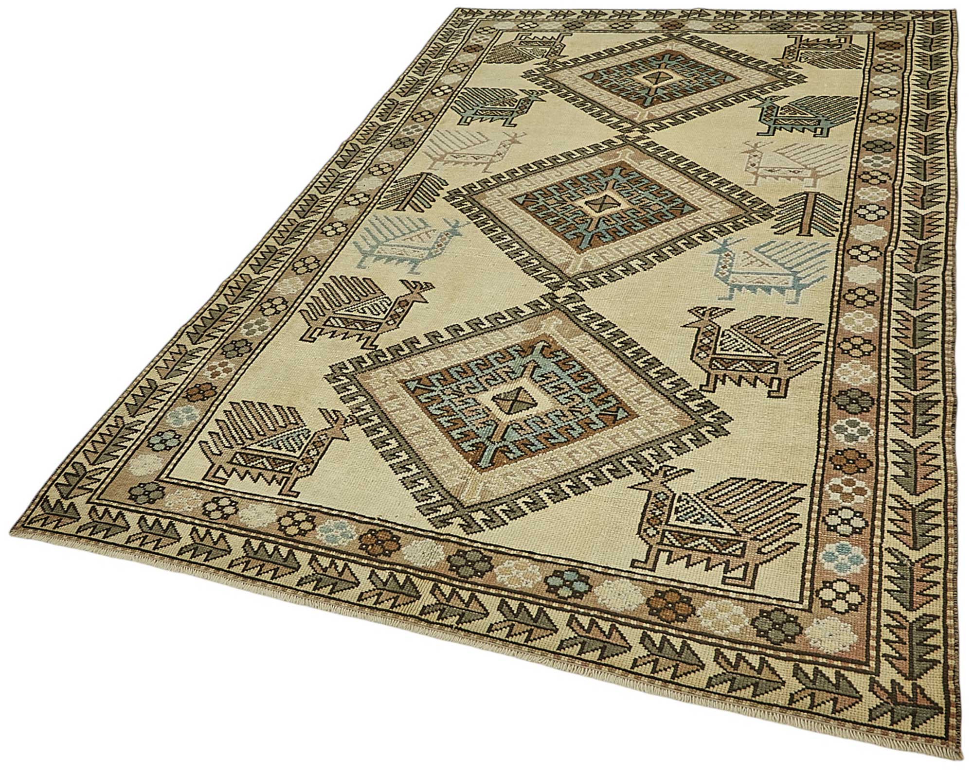 5x8 Beige Handmade Oriental Rug - 50012