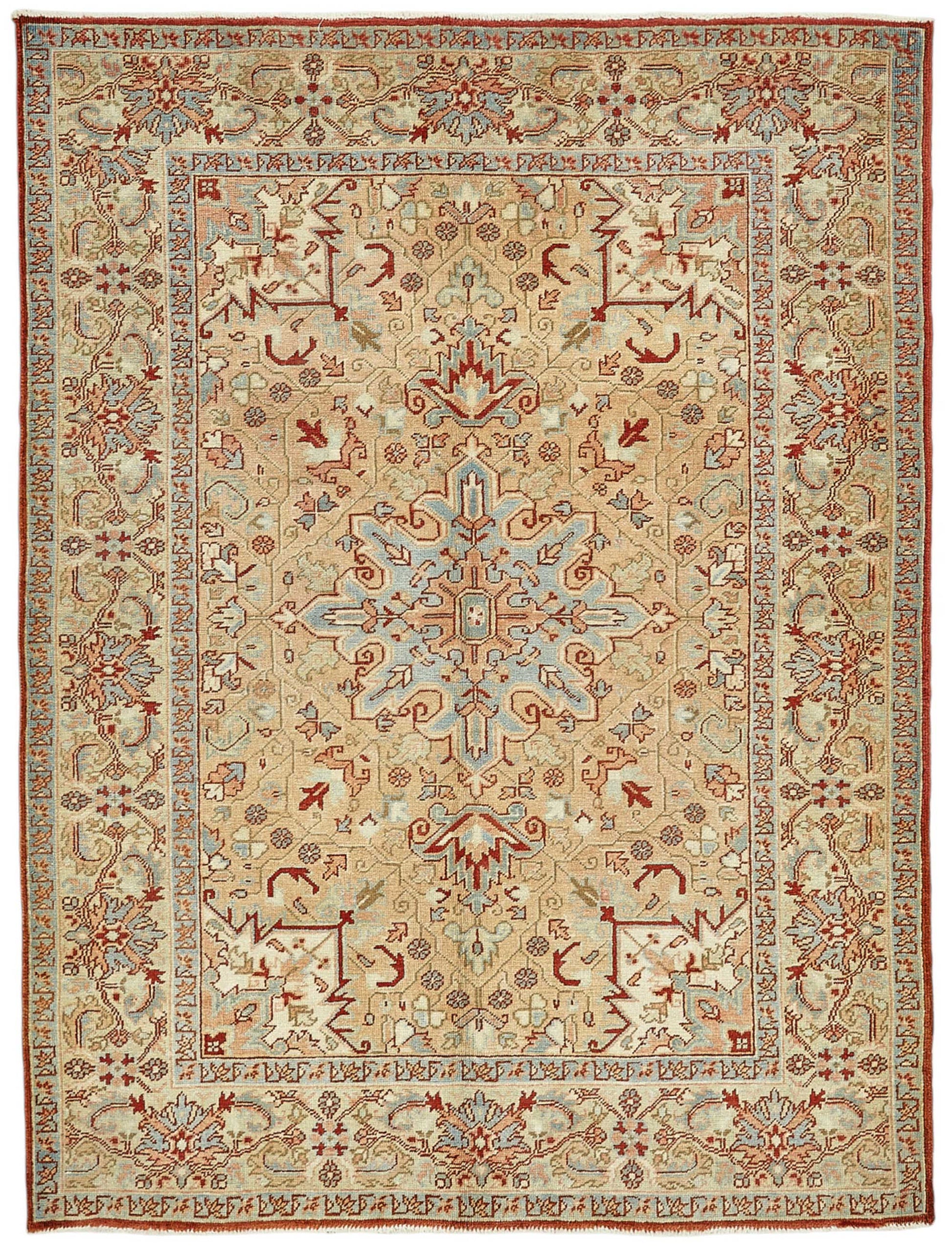 5x6 Beige Antique Persian Serapi Rug - 50022
