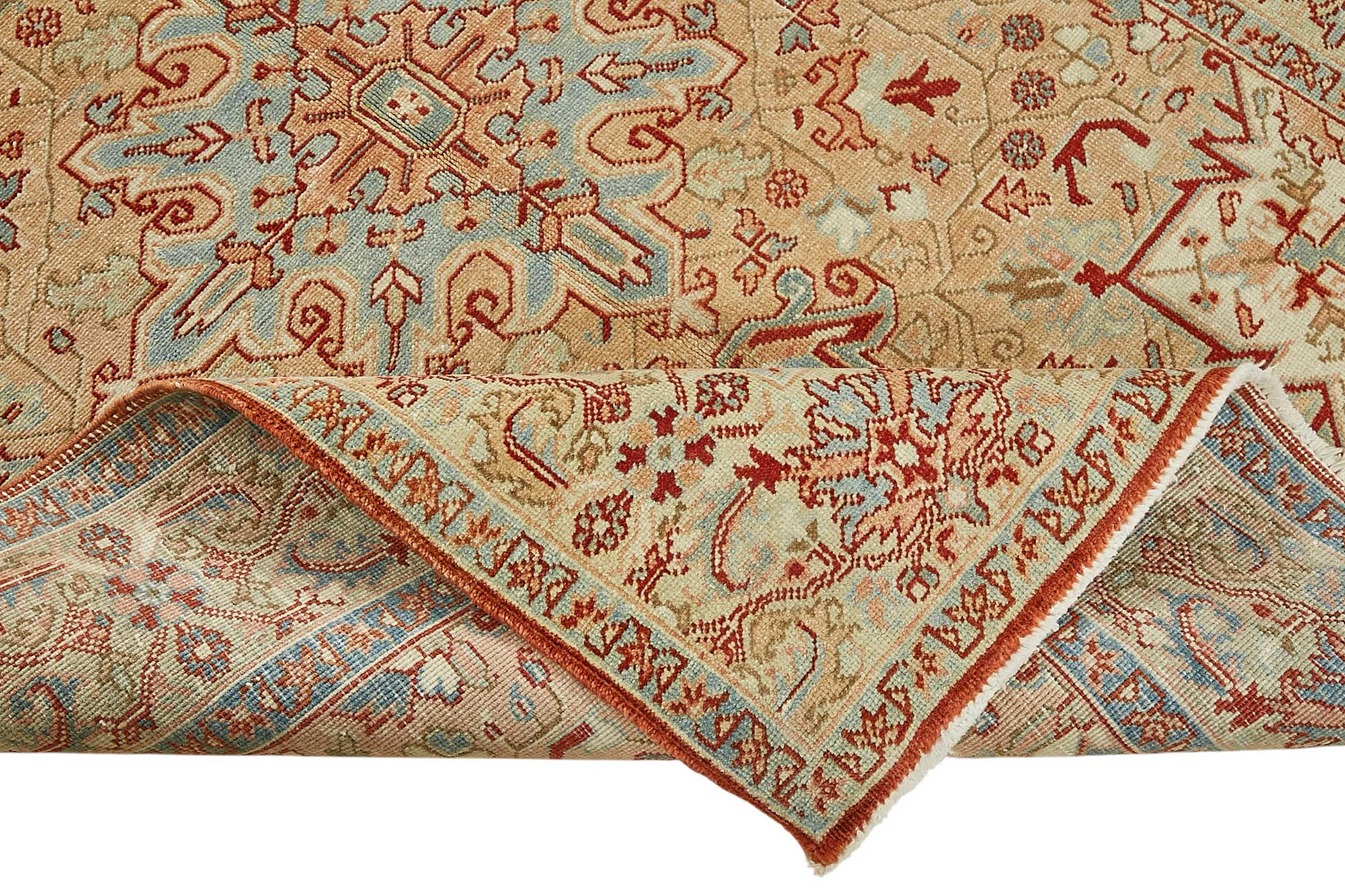 5x6 Beige Antique Persian Serapi Rug - 50022