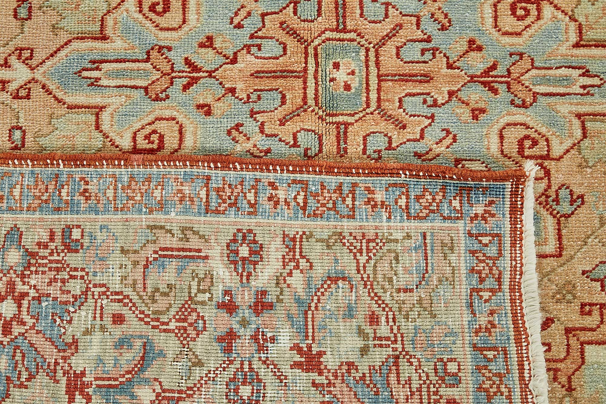 5x6 Beige Antique Persian Serapi Rug - 50022