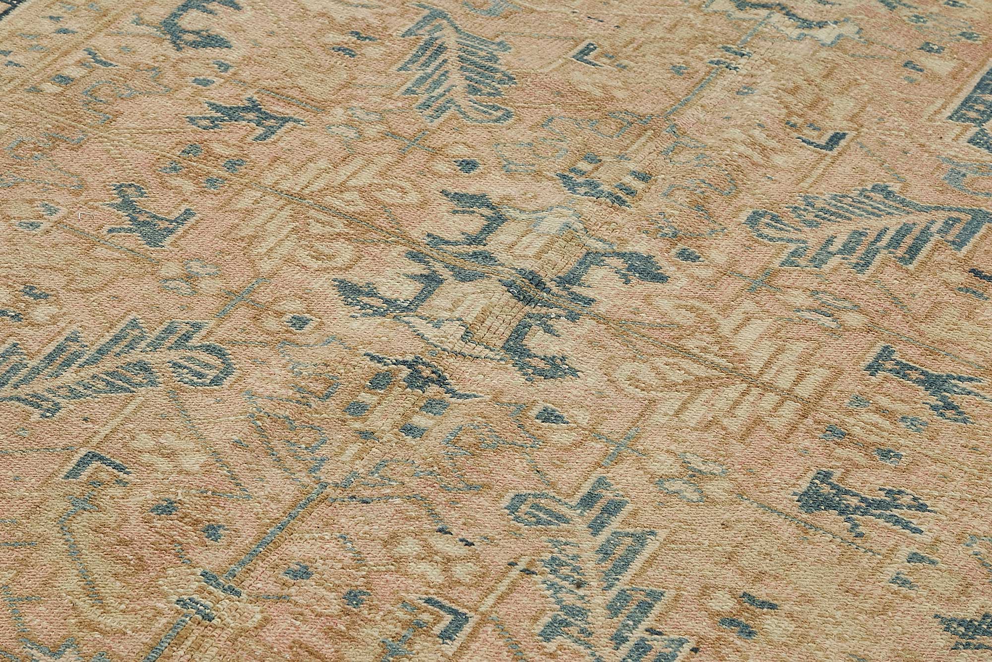 7x10 Beige Antique Persian Heriz Rug - 50041